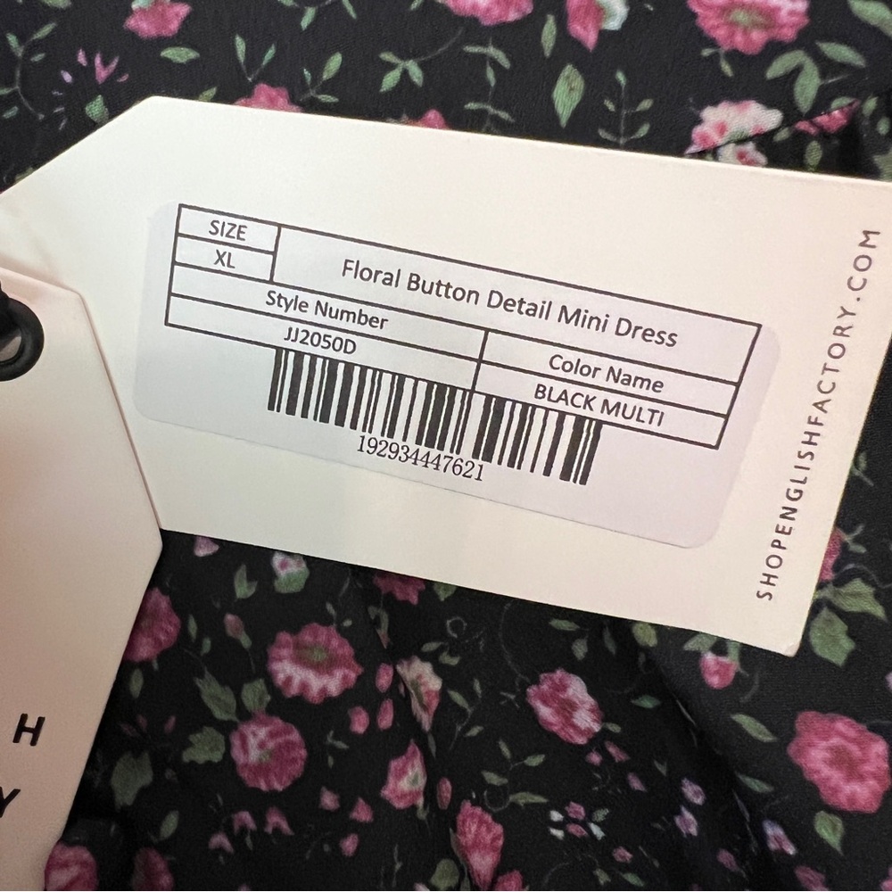 English Factory Black Floral Shift Dress with Pink Flowers - Picture 9 of 16